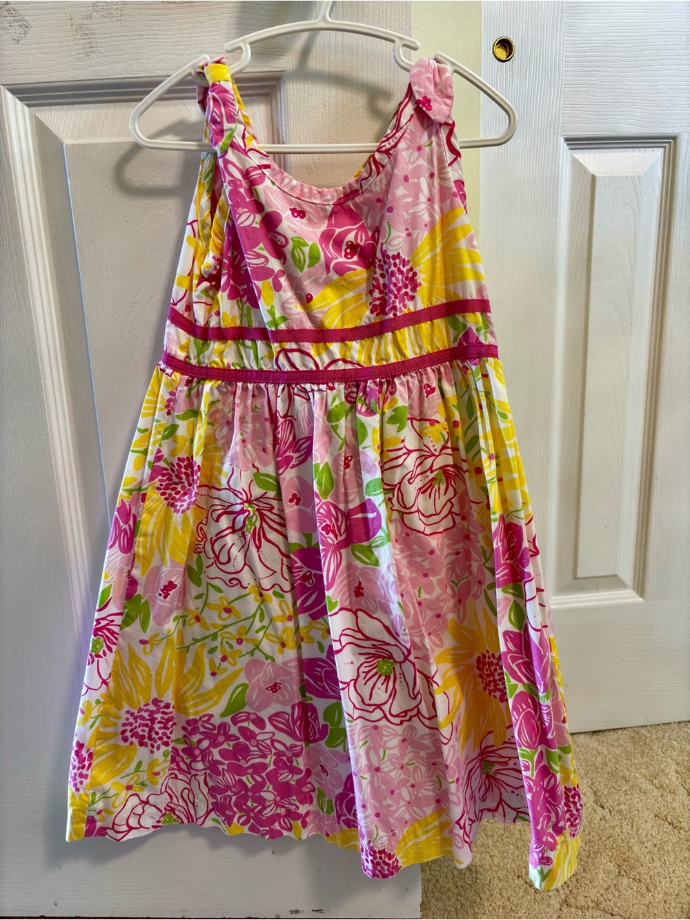 Lilly Pulitzer Pink Floral Sundress with Yellow & Green Accents